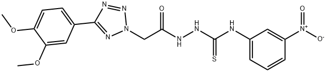 2H-Tetrazole-2-acetic acid, 5-(3,4-dimethoxyphenyl)-, 2-(((3-nitrophen yl)amino)thioxomethyl)hydrazide