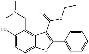 ETHYL 4-[(DIMETHYLAMINO)METHYL]-5-HYDROXY-2-PHENYL-1-BENZOFURAN-3-CARBOXYLATE HYDROCHLORIDE Structural