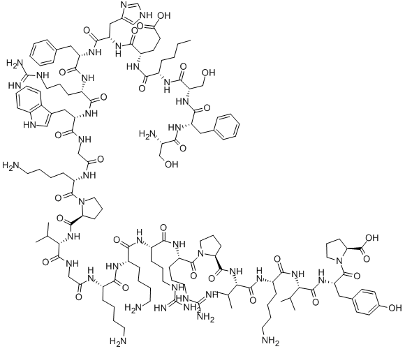 H-SER-PHE-SER-NLE-GLU-HIS-PHE-ARG-TRP-GLY-LYS-PRO-VAL-GLY-LYS-LYS-ARG-ARG-PRO-VAL-LYS-VAL-TYR-PRO-OH Structural