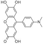 9-DIMETHYLAMINOPHENYL-2,3,7-TRIHYDROXY-6-FLUORONE