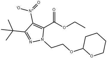 Ethyl 3-(tert-butyl)-4-nitro-1-[2-(tetrahydro-2H-pyran-2-yloxy)ethyl]-1H-pyrazole-5-carboxylat Structural