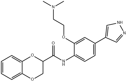 N-[2-[2-(Dimethylamino)ethoxy]-4-(1H-pyrazol-4-yl)phenyl]-2,3-dihydro-1,4-benzodioxin-2-carboxamide Structural