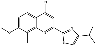 Quinoline, 4-chloro-7-methoxy-8-methyl-2-[4-(1-methylethyl)-2-thiazolyl]- Structural