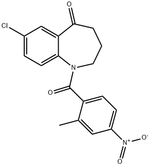 7-Chloro-1,2,3,4-tetrahydro-1-(2-methyl-4-nitrobenzoyl)-5H-1-benzazepin-5-one Structural Picture