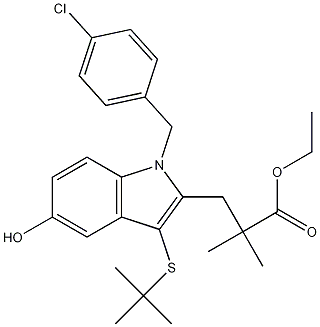 ethyl 3-(3-(tert-butylthio)-1-(4-chlorobenzyl)-5-hydroxy-1H-indol-2-yl)-2,2-dimethylpropanoate Structural