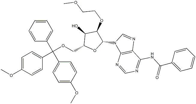 N-Benzoyl-5'-O-[bis(4-methoxyphenyl)phenylmethyl]-2'-O-(2-methoxyethyl)adenosine Structural Picture