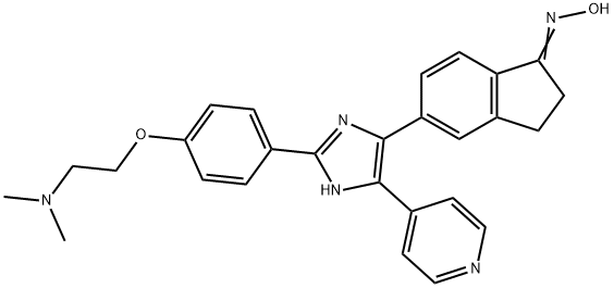 5-[2-[4-[2-(Dimethylamino)ethoxy]phenyl]-5-(4-pyridinyl)-1H-imidazol-4-yl]-2,3-dihydro-1H-inden-1-one oxime Structural