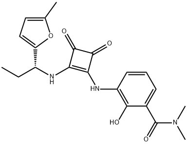 (R)-2-hydroxy-N,N-dimethyl-3-(2-(1-(5-methylfuran-2-yl)propylamino)-3,4-dioxocyclobut-1-enylamino)benzamide Structural