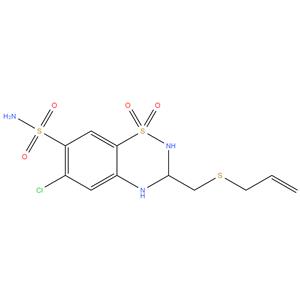 Althiazide
(3R)-3-[(Allylsulfanyl)methyl]-6-chloro-3,4-dihydro-2H-1,2,4-
benzothiadiazine-7-sulfonamide 1,1-dioxide