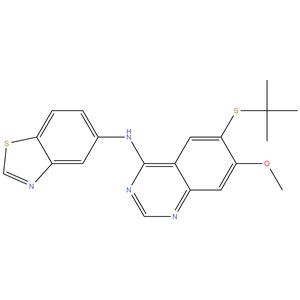 | N- ( 6- ( tert - butylthio ) -7 - methoxyquinazolin - 4 - yl ) benzo [ d ] thiazol - 5 - amine