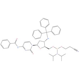 Cytidine, N -benzoyl-2', 3'-dideoxy-3'-[(triphenylmethyl)amino]-, 5'-cyanoethyl -N,N-diisopropylphosphoramidite