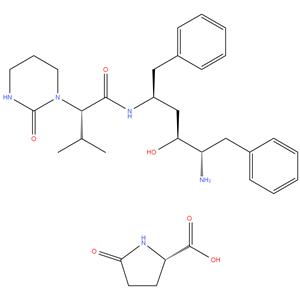 (aS)-N-[(1S,3S,4S)-4-amino-3-hydroxy-5-phenyl-1-(phenylmethyl)pentyl]tetrahydro-a-(1-methylethyl)-2-oxo-1(2H)-pyrimidineacetamide, 5-oxo-L-Proline(1:1)