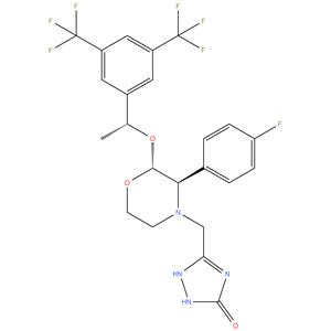Aprepitant RRR isomer (diastearomer)-(5-(((2R,3R)-2-((R)-1-(3,5-bis(trifluoromethyl)phenyl)
ethoxy)-3-(4-fluorophenyl)
morpholino)methyl)-1,2-dihydro-1,2,4-triazol-3-one)