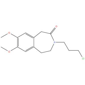 Ivabradine Impurity 1
3-(3-chloropropyl)-7,8-dimethoxy-1,3,4,5-tetrahydro-2H- benzo[d]azepin-2-one