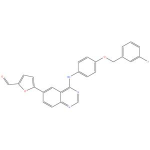 5- ( 4 - ( ( 4 - ( ( 3 - fluorobenzyl ) oxy ) phenyl ) amino ) quinazolin - 6 - yl ) furan - 2 - carbaldehyde