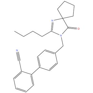 2-n-Butyl-3-(2-cyanobiphenyl-4yl)methyl-1,3-diaza-spiro[4,4]non-1-en-4-one