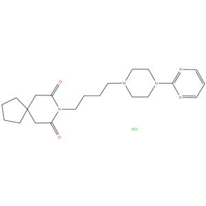 Buspirone Hydrochloride
8-[4-[4-(Pyrimidin-2-yl)piperazin-1-yl]butyl]-8-azaspiro[4.5]- decane-7,9-dione hydrochloride