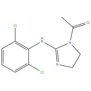 Clonidine EP Impurity B
Clonidine Related Compound A ; 1-(2-((2,6- dichlorophenyl)amino)-4,5-dihydro-1H-imidazol-1-yl)ethan-1- one