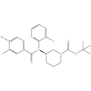 tert - butyl ( R ) -3- ( 4 - bromo - N- ( 3 - chloropyridin - 2 - yl ) -3 - fluorobenzamido ) piperidine - 1 - car