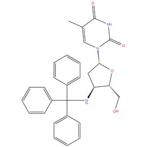 1 - ( ( 2R , 4S , 5S ) -5- ( hydroxymethyl ) -4- ( tritylamino ) tetrahydrofuran - 2 - yl ) -5 - methylpyrimid