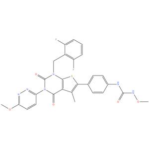 1-(4-(1-(2,6-Difluorobenzyl)-3-(6-methoxypyridazin-3-yl)-5-methyl-2,4-dioxo-1,2,3,4-tetrahydrothieno[2,3-d]pyrimidin-6-yl)phenyl)-3-methoxyurea