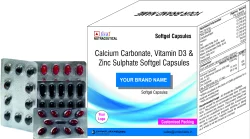 Calcium Carbonate 1250 mg 50 (eq. to Elemental Calcium 500 mg) Vitamin D3 15 mcg 100 Zinc Sulphate