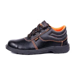 Black And Orange PVC Single Density Safety Shoes, Model: Beston