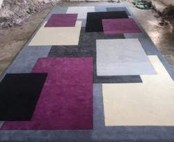 Multicolor Hand Tufted Woolen And Silk, For Home, Rectangular