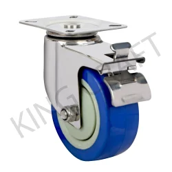 SSD/75X32/PT/APU Stainless Steel Die Pressed Caster On Blue Antistatic PU Wheel