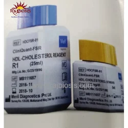 Semi Automatic Meril HDL - Cholesterol Biochemistry Reagents 4 x 25 ML, Assays: Clinical Chemistry