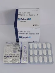 Esbon-D3 Tablet Calcium Carbonate Vitamin D3 Tablets, 500 mg, 1*10