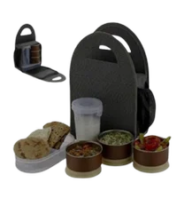 Stainless Steel DELUX 5 PCS PACK OF LUNCH BOX WITH BAG AND LOCK AND LOCK GLASS, 400 mL