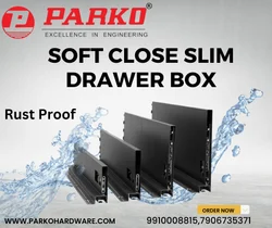 Stainless Steel Glossy Soft Close Slim Drawer Box, 2 Drawers