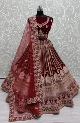 Velvet Red Lehengacholi 2788