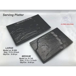 Flying Dolphin 13.5 x 9 Inch Melamine Black Serving Platter, for Hotel