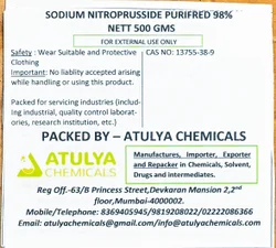 Powder Sodium Nitroprusside, Packaging Type: Bag, Packaging Size: 5 Kg