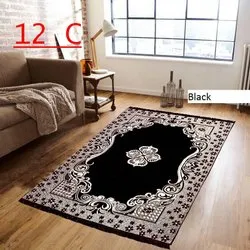 Kanha Overseas Black Printed Chenille Carpets, For Room Carpet, Packaging Type: Transparent Polythene Bags
