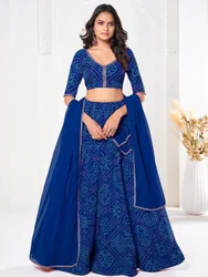 PR 9STAR FASHION GULNAZ GEORGETTE WITH BANDHANI PRINT WORK FANCY DESIGNER LEHENGA CHOLI