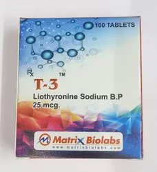 T 3 Liothyronine Sodium BP 25 mcg, For Muscle Building, Packaging Size: 1*25