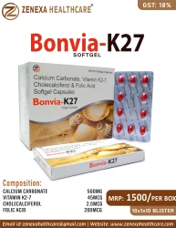 BONVIA-K27 Cholecalciferol 60000 I U Capsules, ZENEXA HEATHCARE, 10*1*10