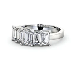 Women's Engagement Five Stone Emerald Diamond Ring Platinum - FSREM08PT7-FS01