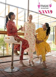 MYSTIC 9 SANVI VOL 1 VISCOSE FOIL PRINT FANCY KURTI WITH PANT PAIR