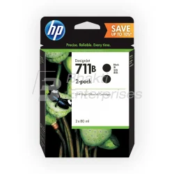 HP 711B 80-ml Black DesignJet Ink Cartridge 2 Pack (3WX02A), Page Yield: 480 Pages
