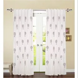 44-45 Mahroon Linenwalas White Cotton Curtains -Hand Block Print for Home Decor