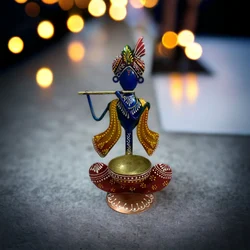 Iron Load Krishna Designe Tea Light Candle Holder For Diwali Decorations