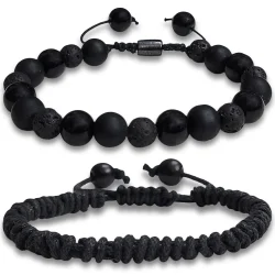 Black Mens Bracelets Set