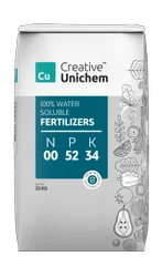 Powder White NPK 00 52 34 water Soluble Fertilizer, Packaging Size: 25 kg, HDPE Bag