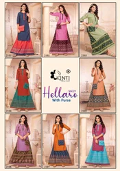 Rayon kinti launch hellaro vol 21 readymade fancy kurti skirt with purse