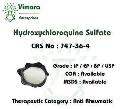 Hydroxychloroquine Sulphate API Powder USP, 25Kg, Greater than 99%
