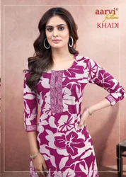 khadi vol 1 by aarvi fashion fully stitch cotton casual kurti with pant